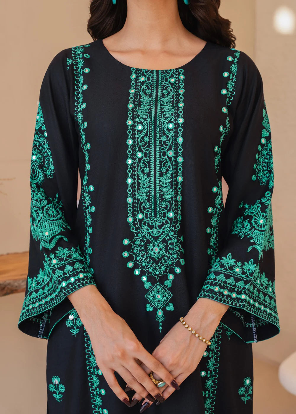 Black Serene Embroidered 2PCS