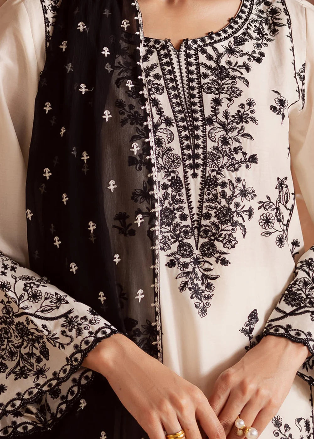 Black & White Embroidered 3PCS